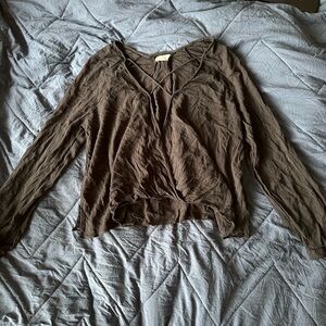 Silence + Noise Black Drape Blouse